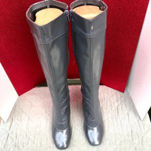Grey Knee-High Heeled Boots